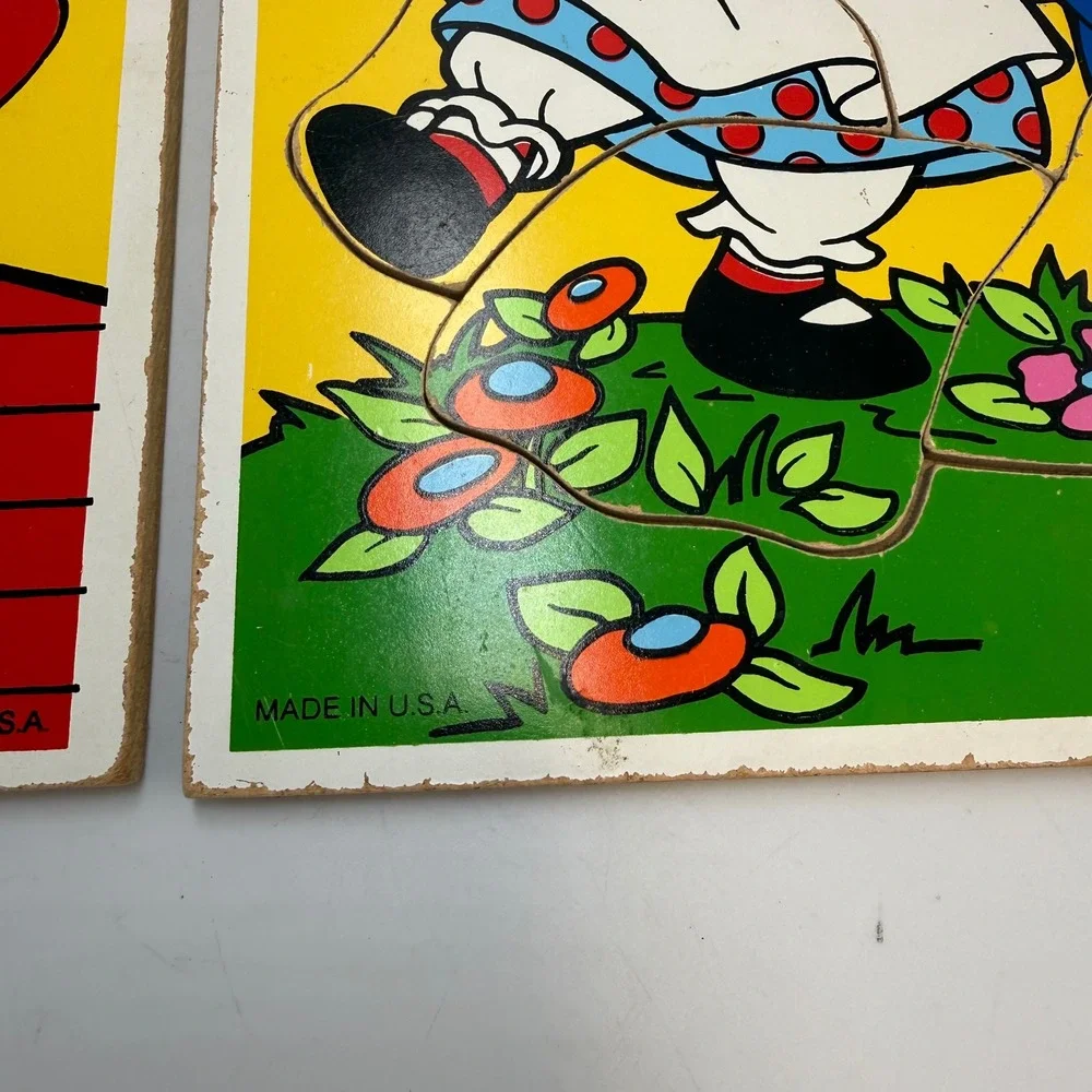Vintage 1987 Playskool Raggedy Ann Andy Wood Tray Puzzles Set 216-05 216-01